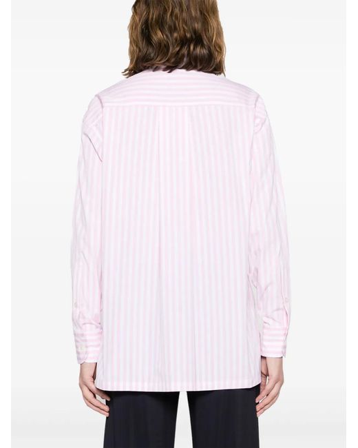 KENZO Pink Camicia Oversize A Righe Ricamata