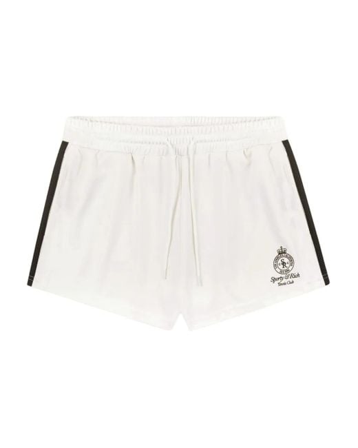 Pantalones cortos con logo bordado y raya lateral Sporty & Rich de color Natural
