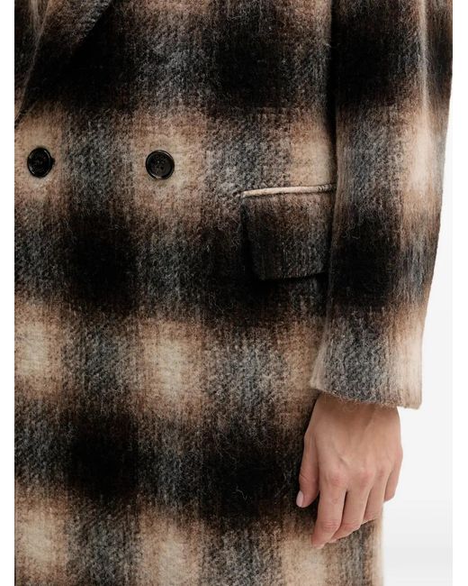 Joop! Natural Double-Breasted Checked Coat