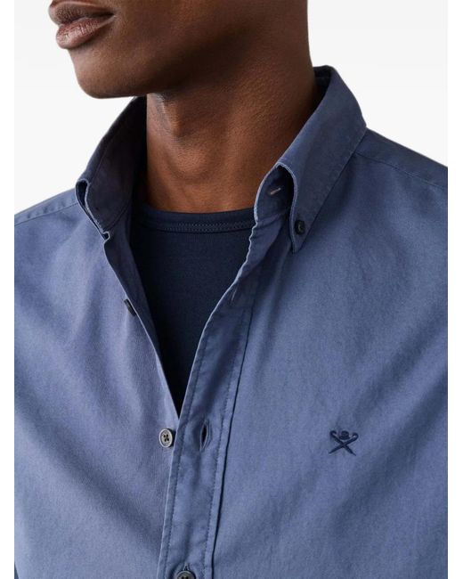Hackett Blue Embroidered-Logo Shirt for men