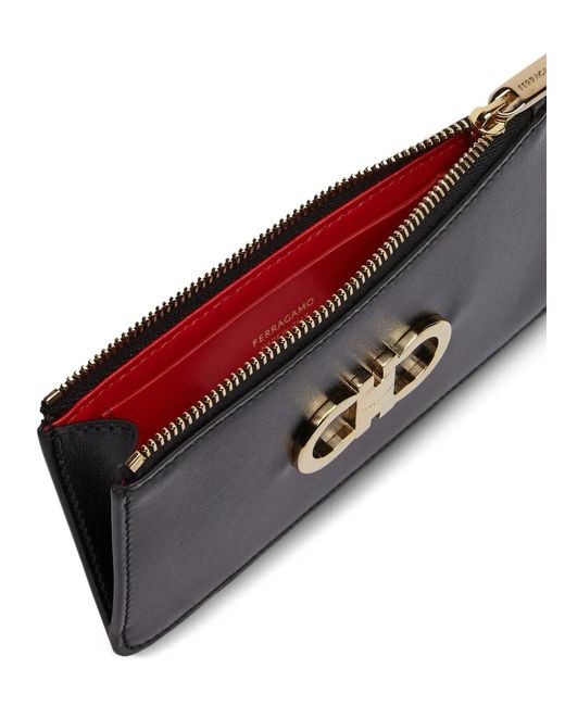 Ferragamo Black Gancini Credit Card Holder