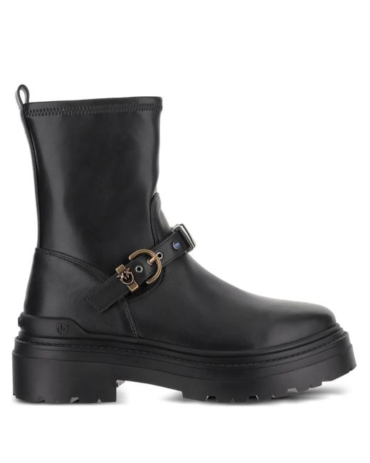 Pinko Black Ankle-High Leather Boots