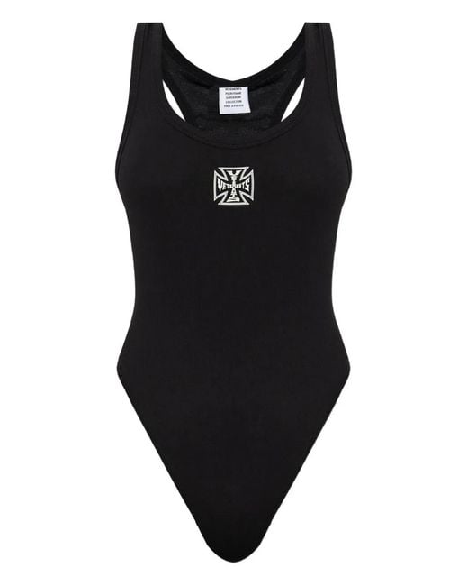 Vetements Black Logo-Embroidered Bodysuit