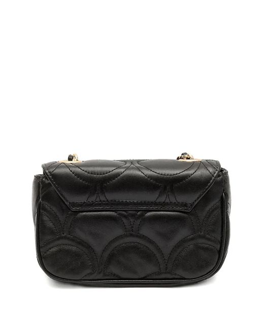 Isla Black Quilted Appliqué Chain Shoulder Bag