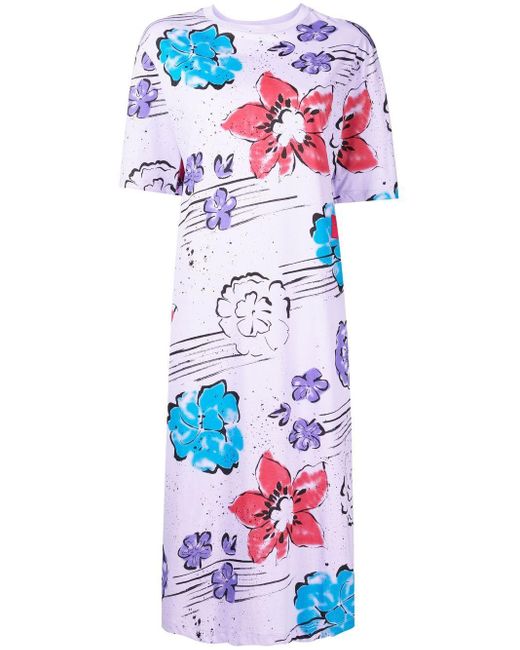 Armani Exchange Cotton Floralprint Tshirt Dress in Purple Lyst Canada