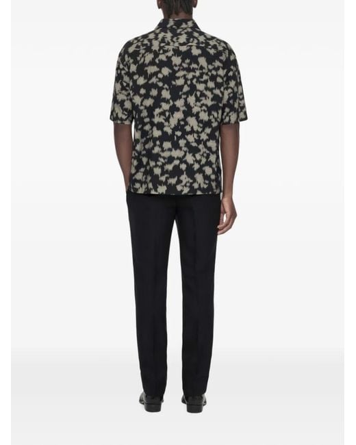 AllSaints Gray Leo Leopard-Print Short-Sleeve Shirt for men