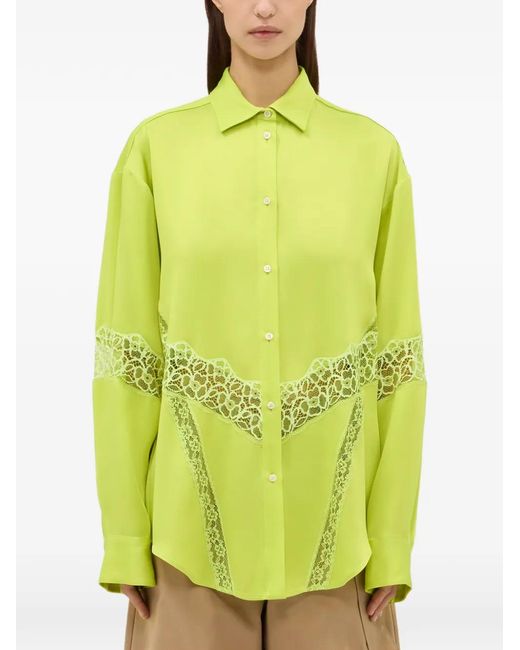 MSGM Yellow Lace Panel Shirt