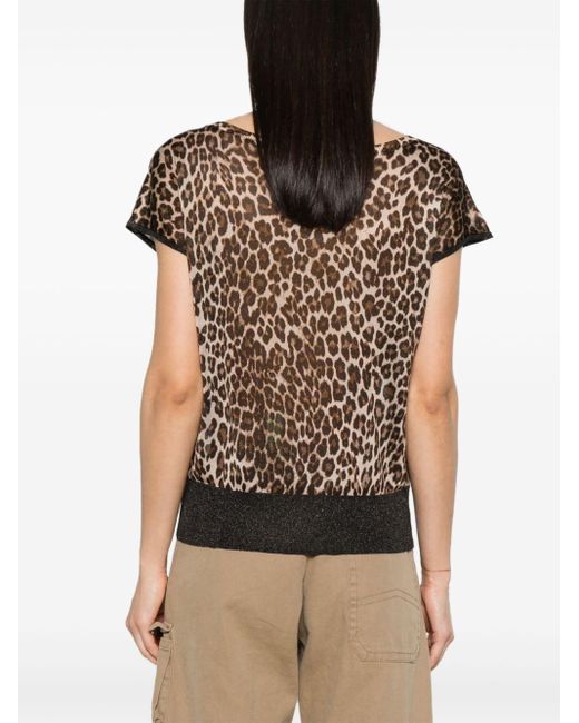 Liu Jo Brown Leopard-print Knitted Top