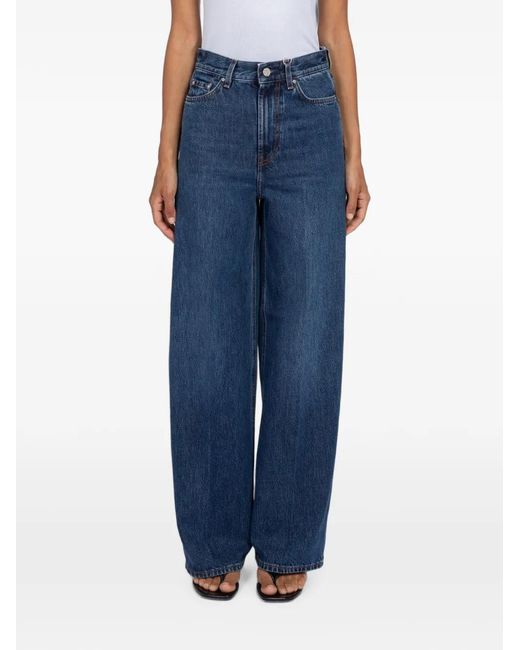 Totême Blue Pleated Wide-Leg Jeans