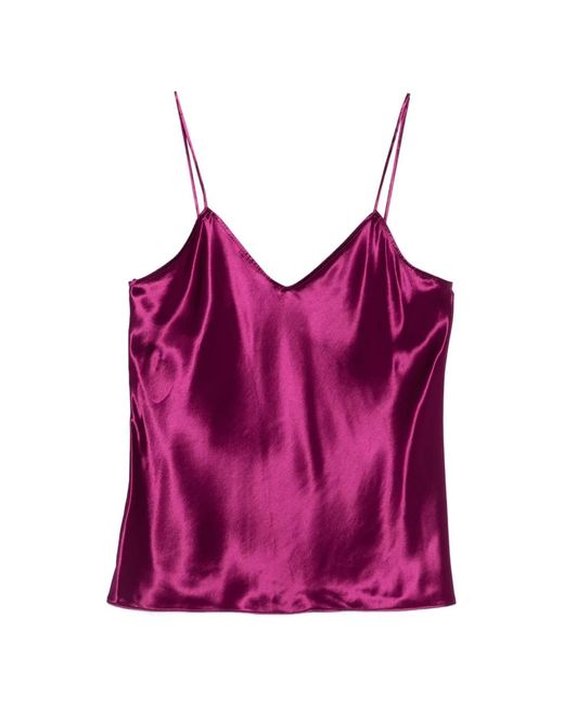 Alberta Ferretti Purple V-Neck Spaghetti-Strap Top