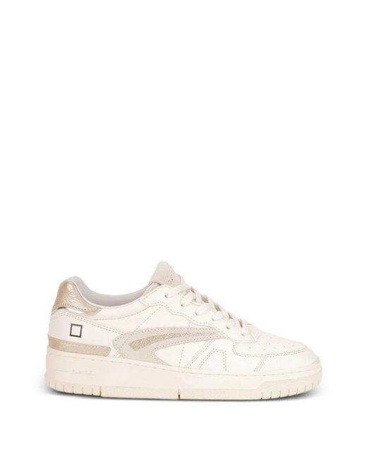 Date White Torneo Glitter-Panelled Leather Sneakers
