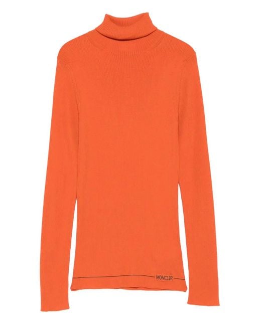 Moncler Orange Gerippter Rollkragenpullover