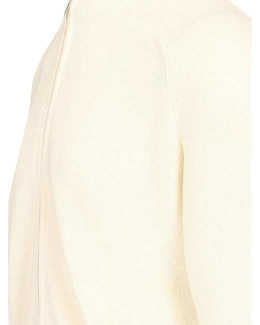 Al Duca D'aosta White Knitted Zip-Up Sweater for men