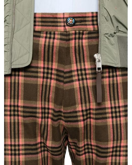 Moschino Brown Cropped Check Trousers for men