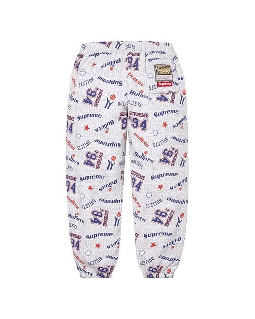 Supreme White X Mitchell & Ness Pantalon De Jogging À Logo Imprimé for men
