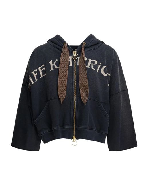 Kapital Black Graphic-Print Zip-Fastening Hoodie for men