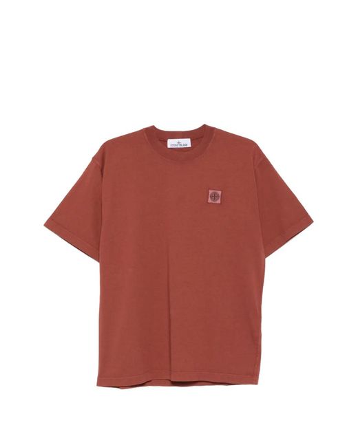 Stone Island Red 2100030 Combed Organic Cotton Jersey T-Shirt for men