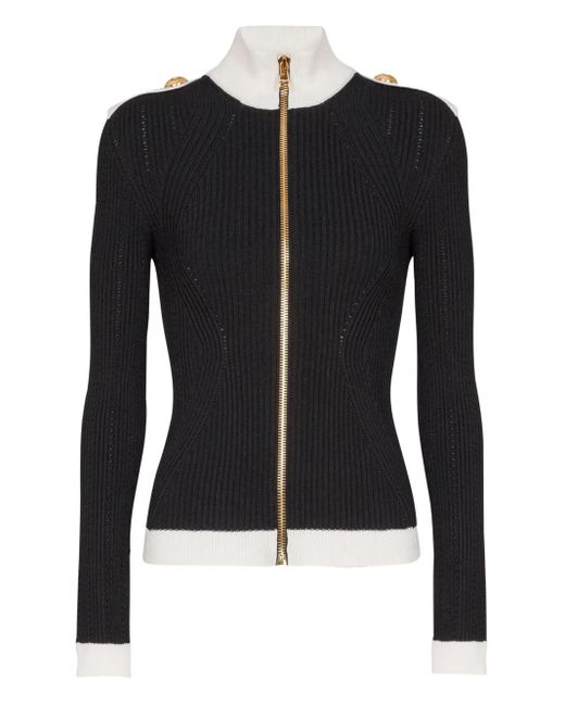 Balmain リブニット カーディガン Black
