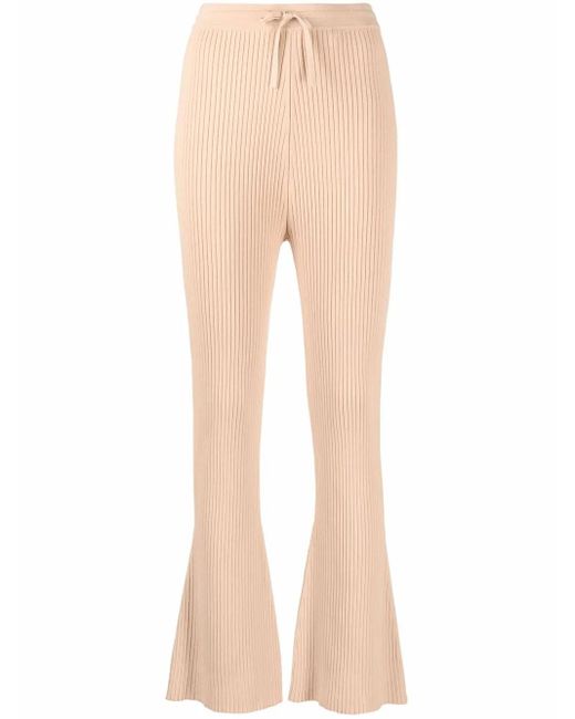 Nanushka Natural Ribbed Knitted Trousers