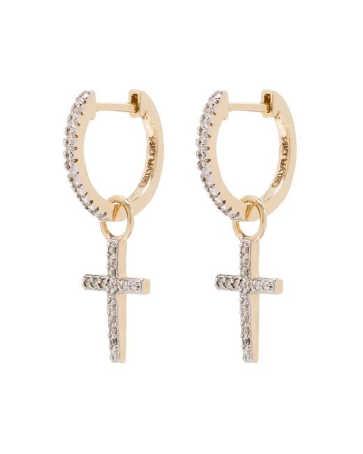 Mateo White 14Kt Cross Huggie Earrings