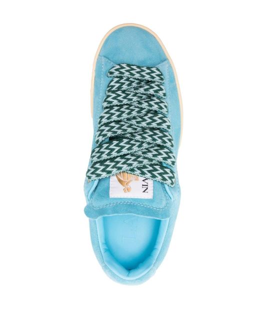 Lanvin Blue Curb Sneakers aus Wildleder