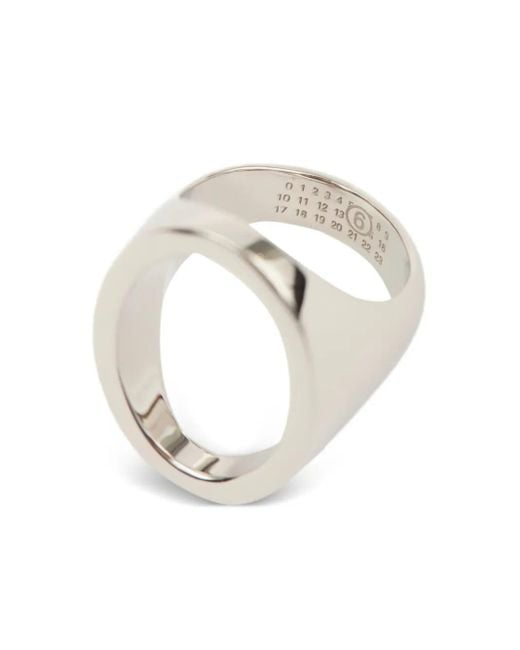 Anello Minimal Con Logo 4Mm di MM6 by Maison Martin Margiela in White