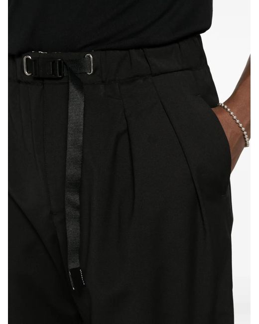 White Sand Black Belted Pleated Trousers for men