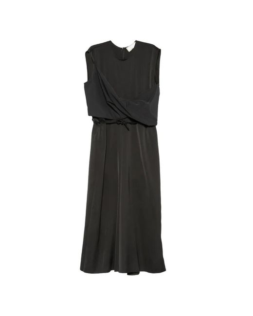 Litkovskaya Black Crossover-Panel Sleeveless Midi Dress