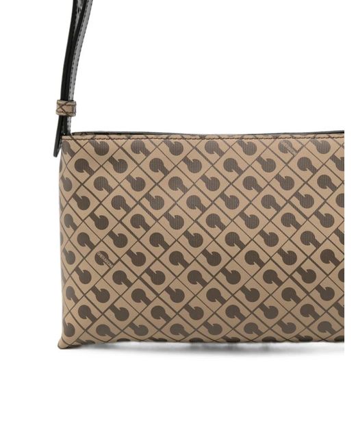 Gherardini White Monogram-Print Shoulder Bag