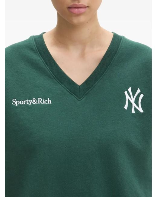 Top Yankees Serif Con Scollo A V di Sporty & Rich in Green