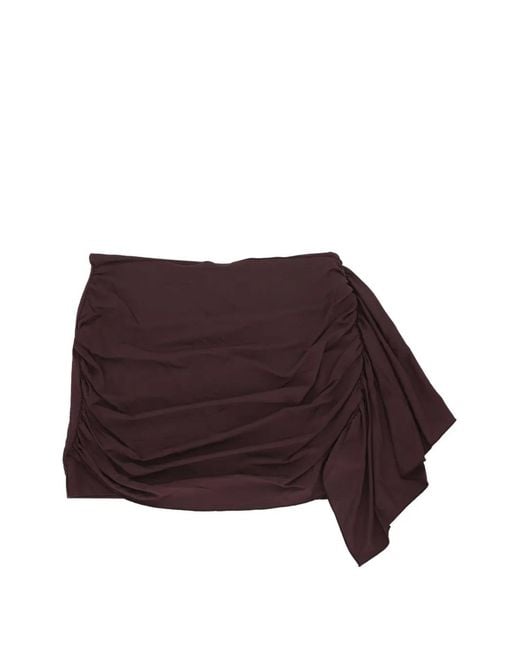 FEDERICA TOSI Brown Ruched Draped Mini Skirt