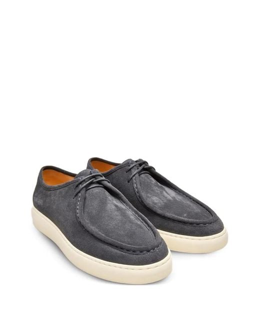 Poche Paris Gray Lace-Up Suede Oxford Shoes for men