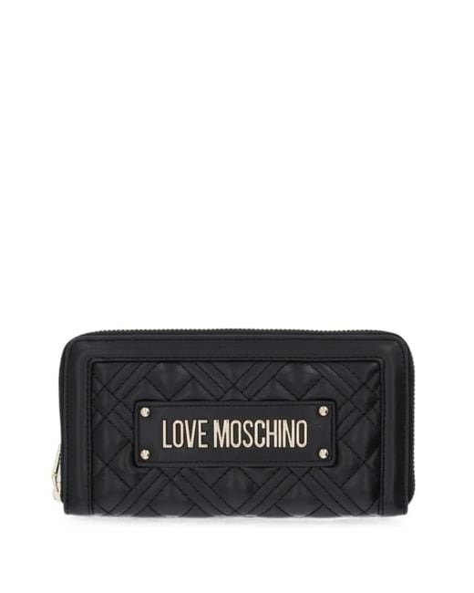 Love Moschino Black Quilted Logo-Plaque Wallet