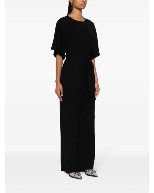 P.A.R.O.S.H. Black Wide-Leg Cargo Jumpsuit