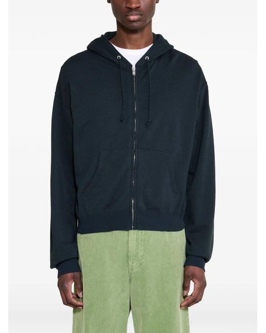 Auralee Blue High Twist Zip-Up Hoodie for men