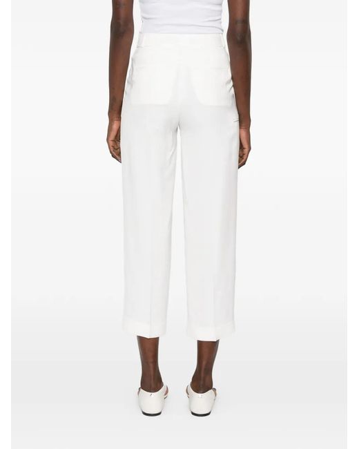 Peserico White Side-Pocket Cropped Trousers