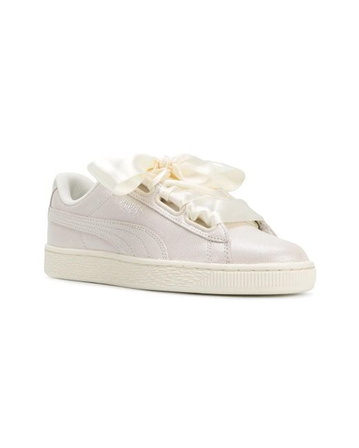 PUMA Lace-up Ribbon Sneakers in White | Lyst