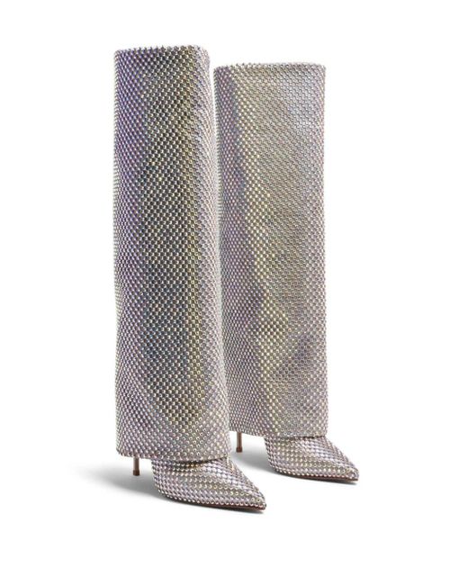 Stivali Gilda con cristalli 120mm di Le Silla in White