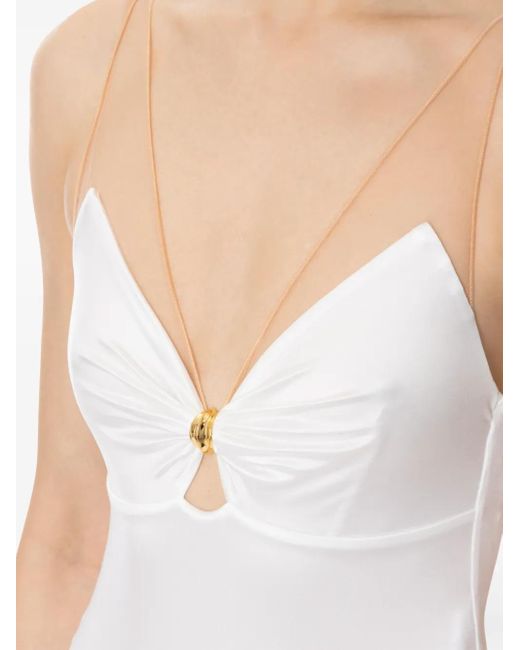 Elisabetta Franchi White V-Neck Bodysuit