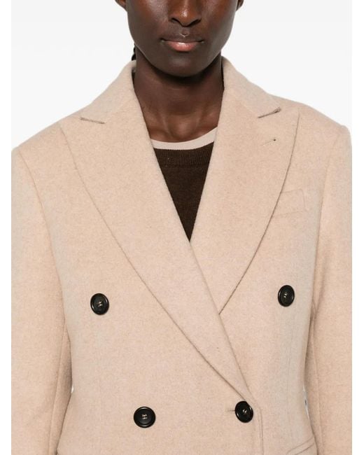 Eraldo Natural Double-Breasted Peaked-Lapel Coat