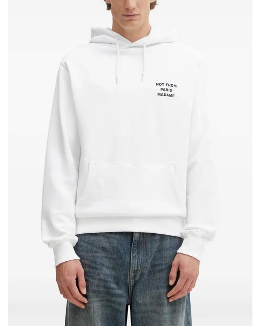 Drole de Monsieur White Drawstring Hoodie for men