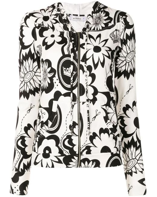 Amir Slama Black Floral-print Zip-up Jacket