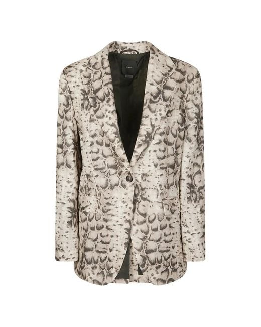 Pinko White Snake-Print Blazer