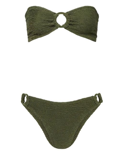 Hunza G Green Ring-Detail Bandeau Bikini