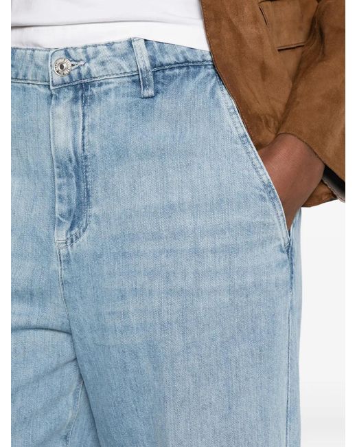 7 For All Mankind Blue Side-Pocket Wide-Leg Jeans