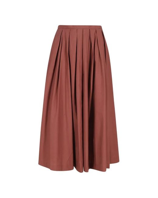 Roberto Collina Brown Pleated Midi Skirt