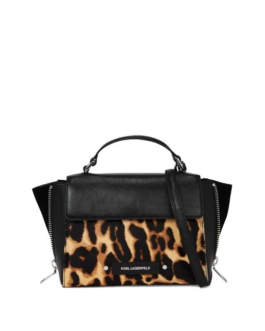 Karl Lagerfeld K/Hardware Kleine Tas Met Handgreep En Luipaardprint in het Black