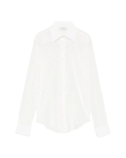 Mazzarelli White Gea Curved-Hem Shirt