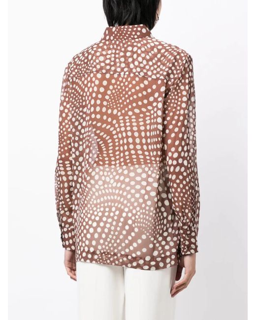 Staud Pink Graphic-Print Semi-Sheer Shirt