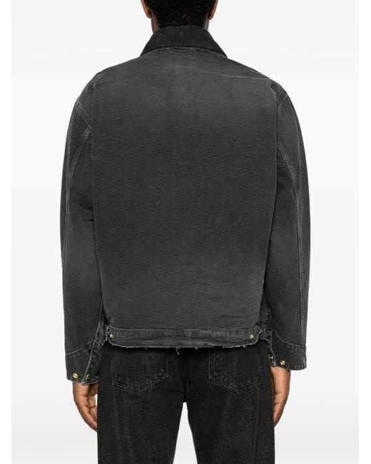 Carhartt Black Og Detroit Logo-Patch Zip-Up Cotton Jacket for men